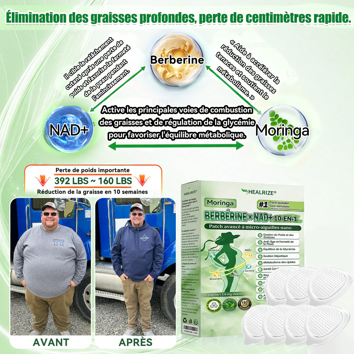 Magasin Officiel | Healrize® Moringa & Bérbérine 10-en-1 Patch Nanomicro-aiguilles Avancé👩⚕️ (Une application quotidienne, résultats visibles en 7 jours)🌼 Obésité, Diabète, Apnée du sommeil, Problèmes articulaires - Image 4