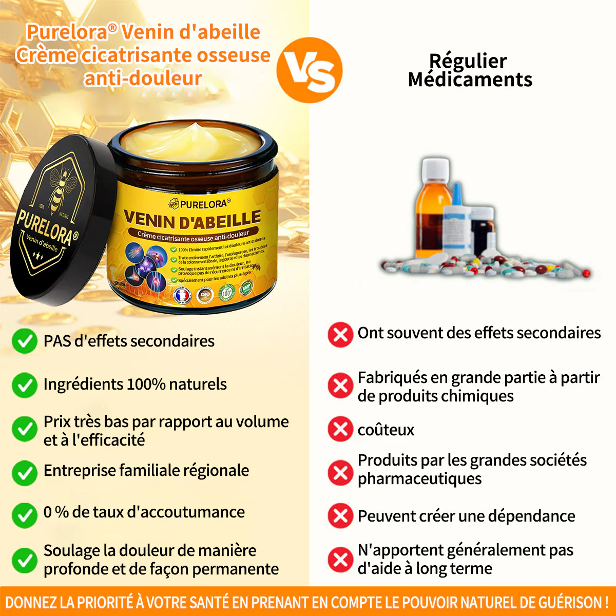 Purelora® Venin d'abeille Crème cicatrisante osseuse Pain-Relief 🐝🐝(Spécialement conçu pour les personnes âgées & Recommandé par Chirurgien) - Image 11
