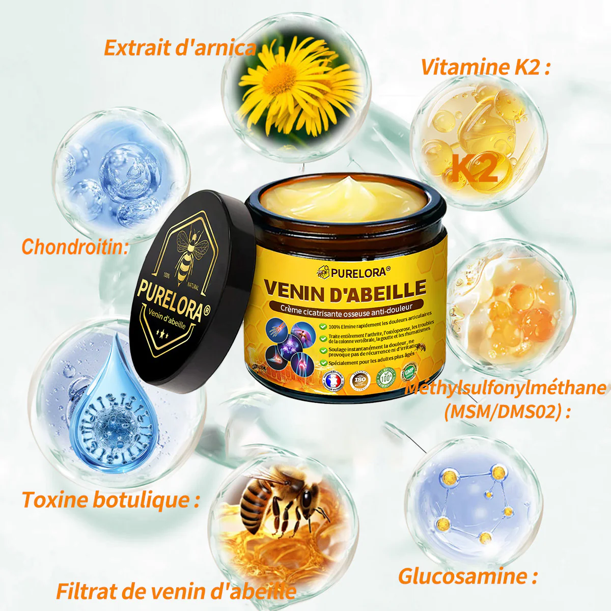 Purelora® Venin d'abeille Crème cicatrisante osseuse Pain-Relief 🐝🐝(Spécialement conçu pour les personnes âgées & Recommandé par Chirurgien) - Image 8