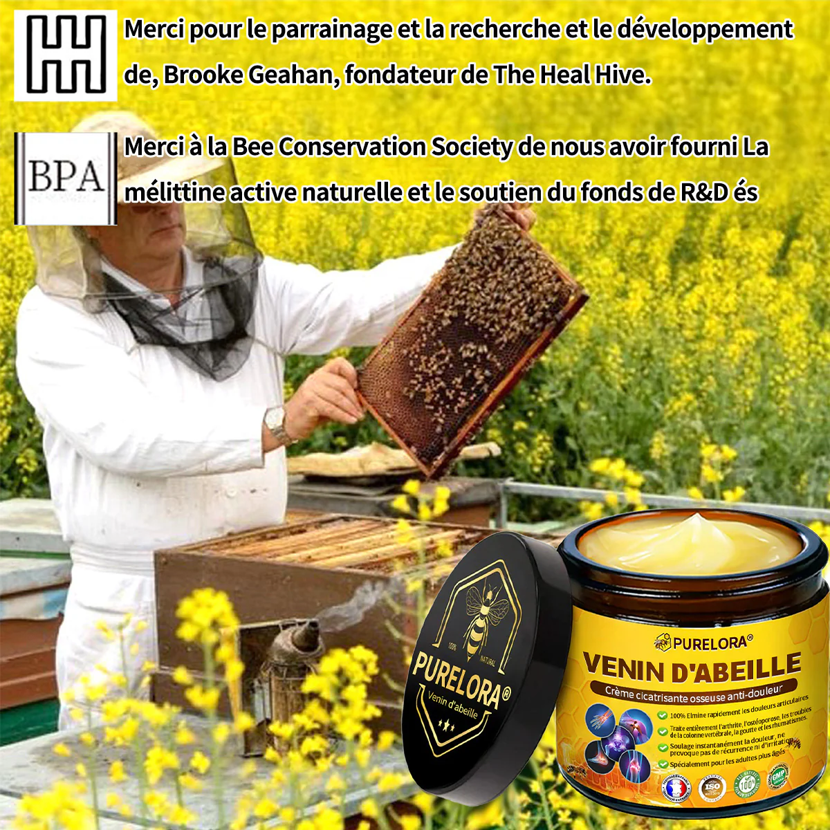 Purelora® Venin d'abeille Crème cicatrisante osseuse Pain-Relief 🐝🐝(Spécialement conçu pour les personnes âgées & Recommandé par Chirurgien) - Image 9