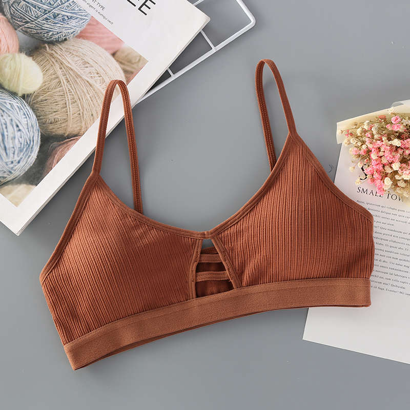 Women Cotton Bra Underwear Seamless Tube Top Brassiere Front Hollow Out Lingerie Wire Free Intimates - Image 2