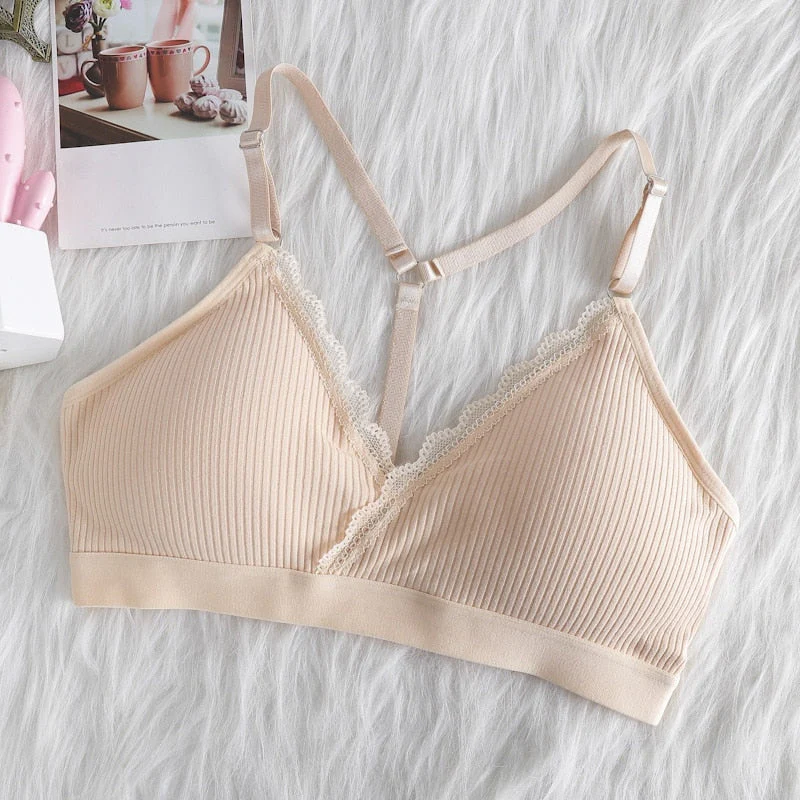 Women Push Up Bra Bralette Thin Shoulder Strap Underwear Fitness Lace Bras Tube Tops - Image 2