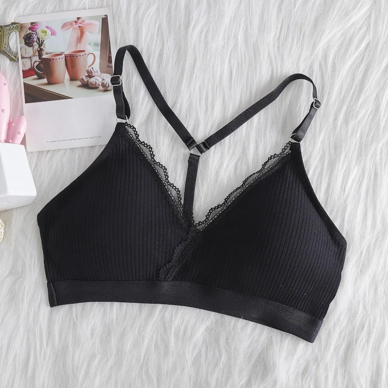 Women Push Up Bra Bralette Thin Shoulder Strap Underwear Fitness Lace Bras Tube Tops - Image 5